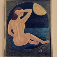 Tablou original NUD pictat manual in ulei pe pânză, 50x40 cm, inramat