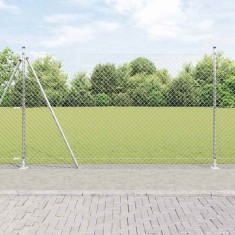 vidaXL &Icirc;mprejmuire din plasă cu st&acirc;lpi Argintiu 1.6 x 10 m Oțel 3351289