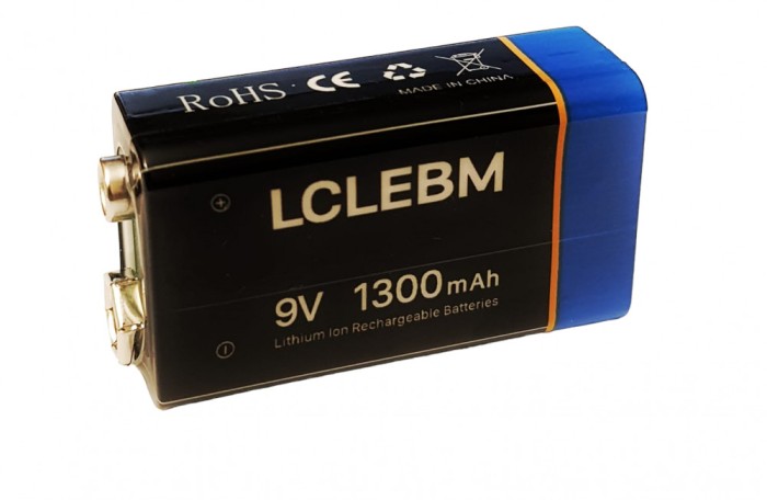 Acumulator 9V, 1300 mAh, Li-ion, cu incarcare USB C