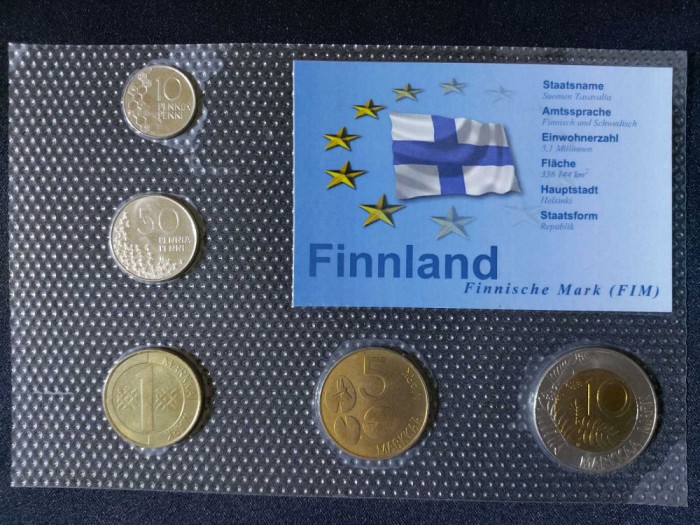 Seria completata monede - Finlanda 1992-2000, 5 monede