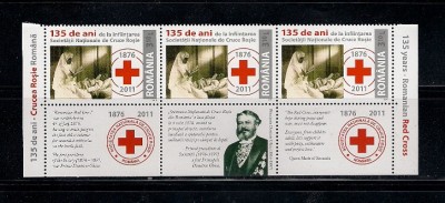 ROMANIA 2011-SOCIETATEA NATIONALA DE CRUCE ROSIE, STRAIF CU 3 TABSURI - LP 1907 foto