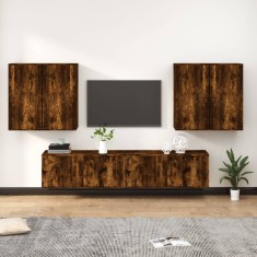 vidaXL Set dulapuri TV, 6 piese, stejar fumuriu, lemn prelucrat 3188715