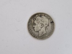 Spania UNA Pesetas 1900 Argint.