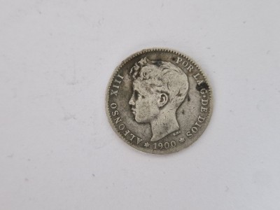 Spania UNA Pesetas 1900 Argint. foto
