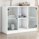 Dulap alb Gossi, 101.5x37x75.5 cm, lemn prelucrat, 6 compartimente, depozitare carti, reviste, documente, blat robust