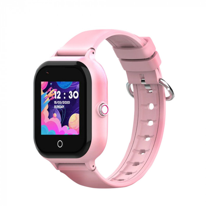 Ceas Smartwatch Pentru Copii, Wonlex KT24, Roz, Nano SIM, 4G, Pedometru, Monitorizare, Camera, Contacte, Apel SOS