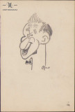 HST 158S Caricatura barbat anii 1930 Geo Dumitrescu semnata