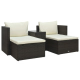 Set mobilier de gradina cu perne, 5 piese, maro, poliratan GartenMobel Dekor, vidaXL