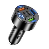 Cumpara ieftin Incarcator Auto 5 in 1, 3 x USB Fast Charge QC3.1 si 2 x Type C, PD 65W, Negru