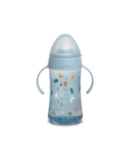 Cana cu muștiuc de silicon, 270 ml, albastru, forest, suavinex