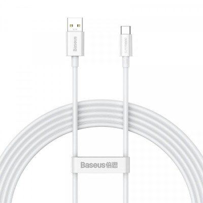 Cablu Date si Incarcare USB-A - USB-C Baseus Superior Series, 65W, 2m, Alb CAYS000901 foto