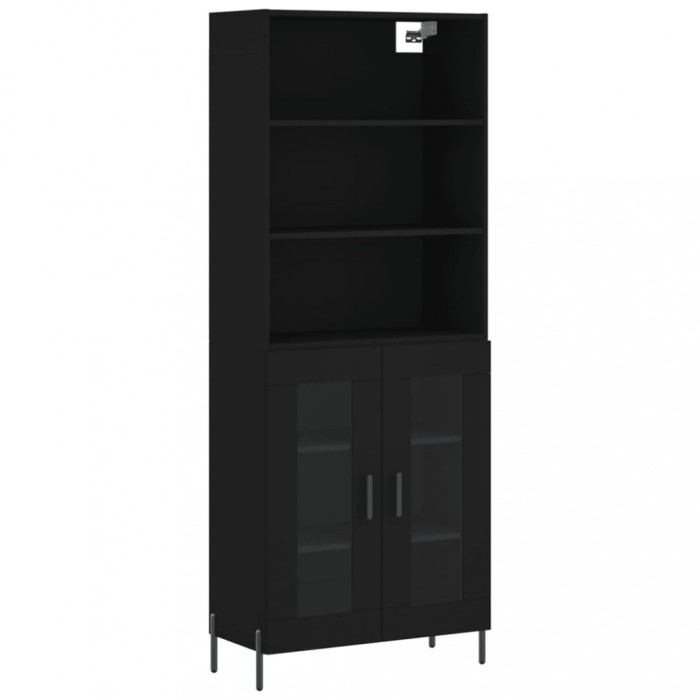 Dulap inalt, negru, 69,5x34x180 cm, lemn compozit
