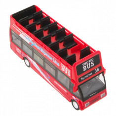 Autobuz turistic de jucarie cu sunete si lumini,14x4x6 cm, rosu foto