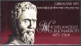 Gibraltar 1975 - 500 ani - Nașterea lui Michelangelo, Carnet cu 2 Colite, 2 Poze, Nestampilat