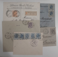 ROMANIA 1890-1900, LOT DE 5 PLICURI SPIC DE GRAU, 5,15,25,50 bani. foto