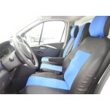 2+1 Huse Scaune pentru RENAULT TRAFIC 2014+ Microbuze Negru Albastru Textil