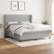 vidaXL Pat continental cu saltea, gri deschis, 160x200 cm, textil 3127813