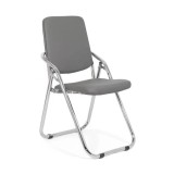 Scaun Pliant Vizitator HRC 609, Metal Cromat, Piele Ecologica, Negru/Maro, Max 100kg