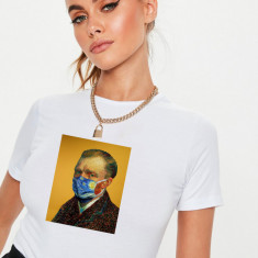 Tricou dama alb - Van Gogh in Pandemie - M