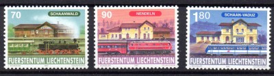 LIECHTENSTEIN 1997, Locomotive, Arhitectura, serie neuzata, MNH foto