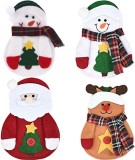 Set de 4 suporturi de tacamuri pentru Craciun Q&amp;A, textil, multicolor, 12 x 6 x 1,2 cm