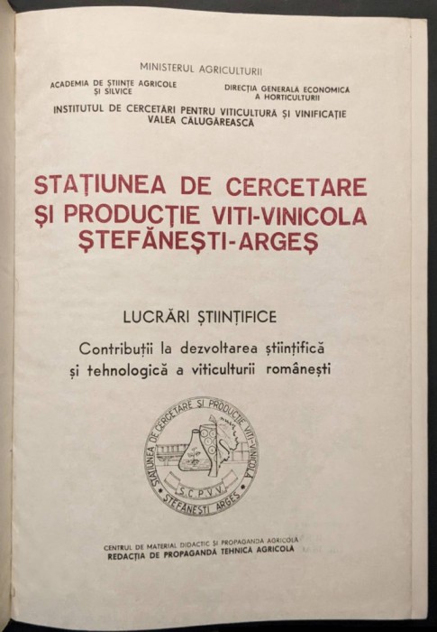 Lucrari Stiintifice Tehnologie Vin Viticultura RARA 447 pag. tabele, ilustrata