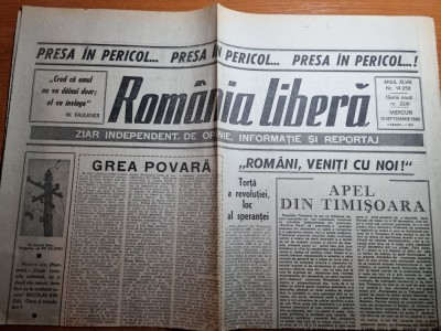 romania libera 19 septembrie 1990-articolul - presa in pericol foto