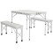 Set mobilier gradina/camping, pliabil, 1 masa, 2 banci, MDF si aluminiu, alb, 90 cm, Frankfurt