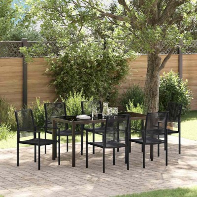 vidaXL Set de masă pentru grădină 7 pcs Negru Rattan PVC 3379167 foto