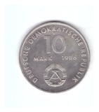 Moneda Germania de est 10 mark/marci 1986 Ernst Th&auml;lmann, stare foarte buna, cu luciu