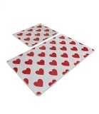 Set 2 Covorase baie Corazon, 60 x 100 cm, 50 x 60 cm, Antiderapant, Alb/Rosu, Chilai Home