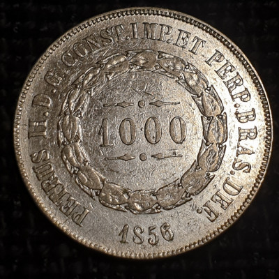 Brazilia 1000 reis 1856 argint Pedro II foto