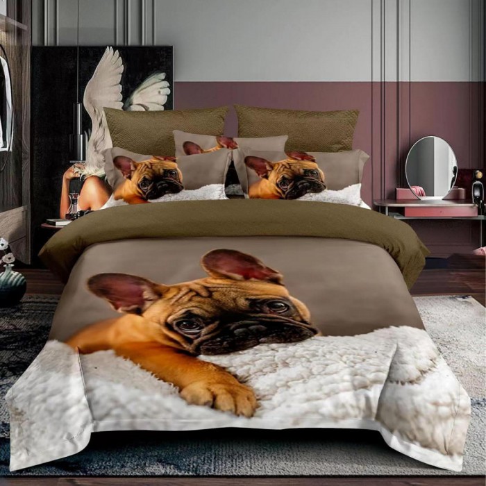 Lenjerie pat single 3D, bumbac finet,3 piese, cearceaf pat clasic 160cm x 230cm, cearceaf pilota 150cm x 220cm, 1 fata perna 50 x 70-F1P60