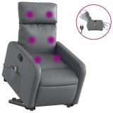 Cumpara ieftin Fotoliu masaj rabatabil electric cu ridicare, gri, piele eco