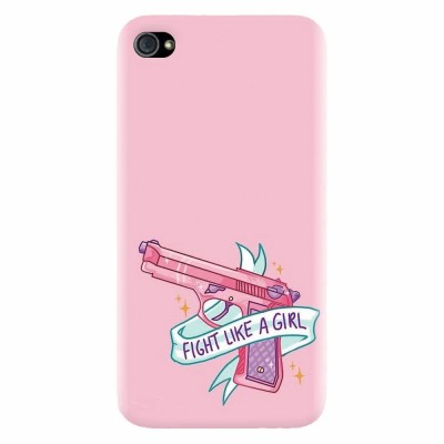 Husa silicon pentru Apple Iphone 4 / 4S, Fight Like A Girl foto