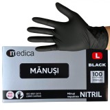 Cutie 100 buc Manusi Unica Folosinta din Nitril - Negre, Marimea L