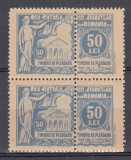 ROMANIA 1931 TIMBRE JUDICIARE TIMBRE FISCALE PENTRU INSTANTE TIMBRU DE PLEDOARIE EMISIUNEA I-a 50 LEI ALBASTRU PERECHE STARE MNH, Nestampilat