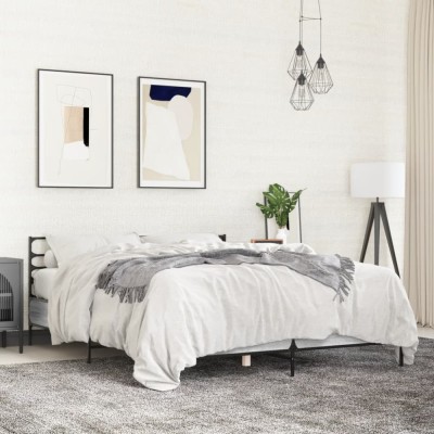 vidaXL Cadru de pat, gri sonoma, 140x190 cm, lemn prelucrat și metal 3280080 foto