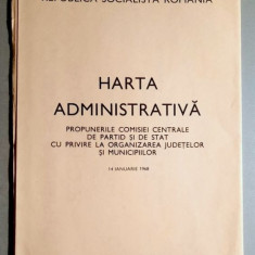 Harta administrativa R. S. Romania Propuneri 14 ianuarie 1968 - 100x70 cm.