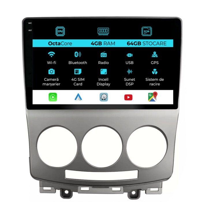 Navigatie Dedicata Mazda 5 (2005-2010), 9Inch, 4Gb Ram, 64Gb Stocare, Carplay