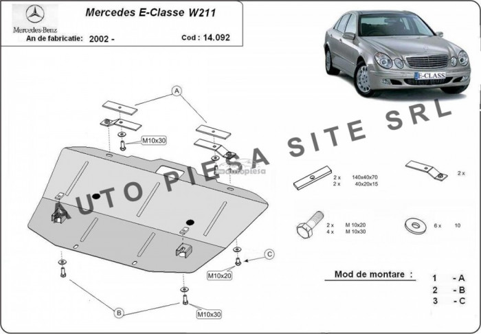 Scut metalic motor Mercedes E-Class W211 fabricat incepand cu 2002 APS-14,092