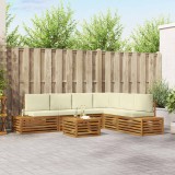 vidaXL Set de canapele de exterior cu pernă 7 Bucată Natural și Crem 3375455
