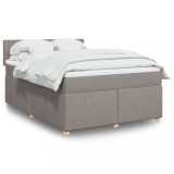 VidaXL Pat box spring cu saltea, gri taupe, 140x200 cm, textil 3288972