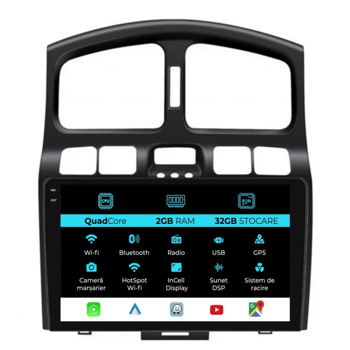 Navigatie Dedicata Hyundai Santa Fe (2000-2006), 9Inch, 2Gb Ram, 32Gb Stocare, Carplay