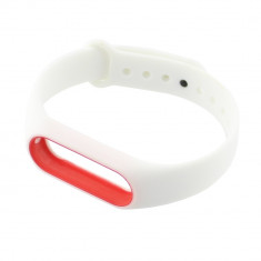 Curea compatibila cu Xiaomi Mi Band 2, siliconica, alb cu rosu - 650136 foto