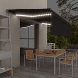 VidaXL Copertină automată cu stor&amp;LED&amp;senzor de v&acirc;nt antracit 5x3 m