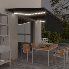 vidaXL Copertină automată cu stor&amp;LED&amp;senzor de v&acirc;nt antracit 5x3 m