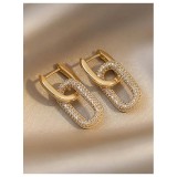 Cumpara ieftin Cercei Geometrici, Aurii, cu Zirconiu Cubic - 353814