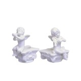 Set doua sfesnice ingeras din portelan alb PK-21, Decorative