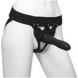 Strap-on Hollow Be Strong, Silicon, Negru, 19 cm, Doc Johnson